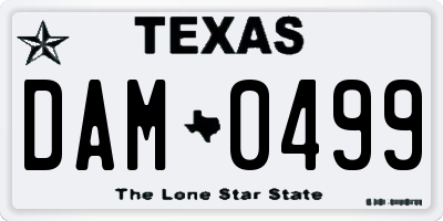 TX license plate DAM0499