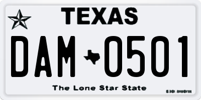 TX license plate DAM0501