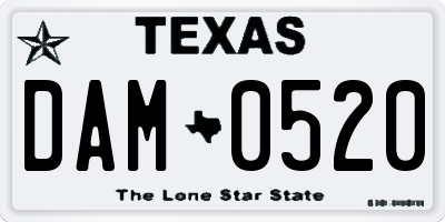 TX license plate DAM0520