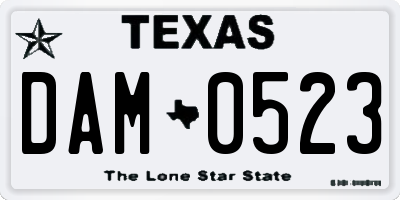 TX license plate DAM0523