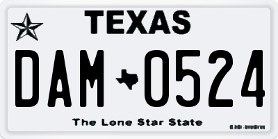 TX license plate DAM0524