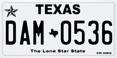 TX license plate DAM0536