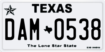 TX license plate DAM0538