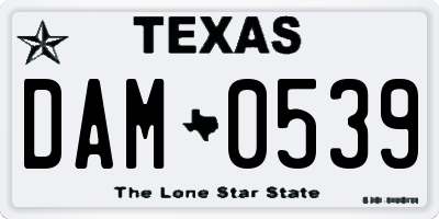 TX license plate DAM0539