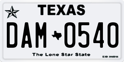 TX license plate DAM0540