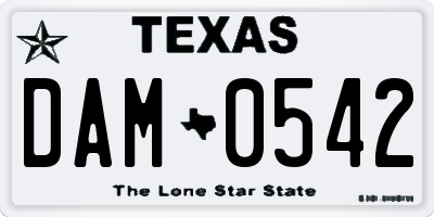 TX license plate DAM0542