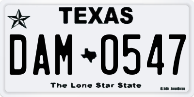 TX license plate DAM0547