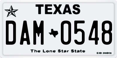 TX license plate DAM0548