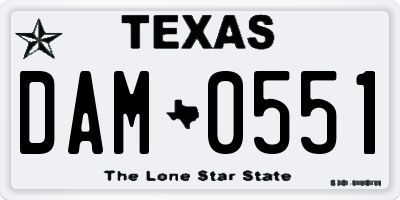 TX license plate DAM0551
