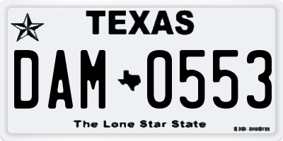 TX license plate DAM0553