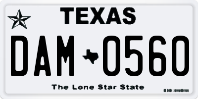 TX license plate DAM0560