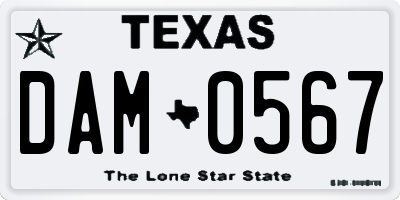 TX license plate DAM0567