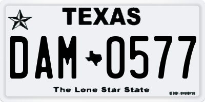 TX license plate DAM0577