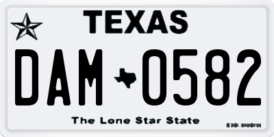 TX license plate DAM0582