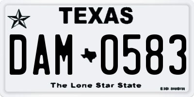 TX license plate DAM0583