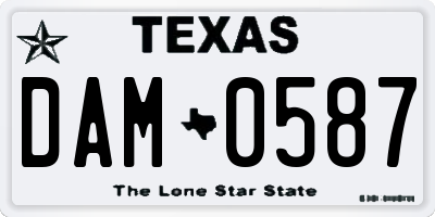 TX license plate DAM0587