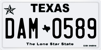 TX license plate DAM0589