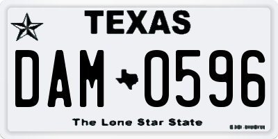TX license plate DAM0596