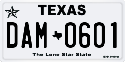 TX license plate DAM0601