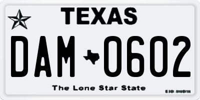 TX license plate DAM0602