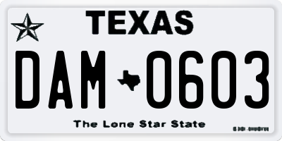 TX license plate DAM0603