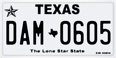 TX license plate DAM0605