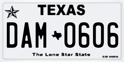 TX license plate DAM0606