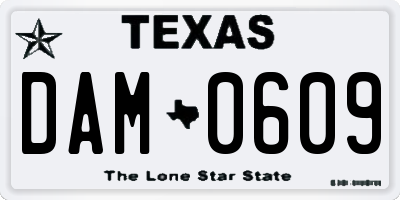 TX license plate DAM0609