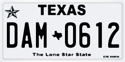 TX license plate DAM0612