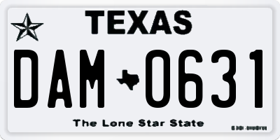 TX license plate DAM0631