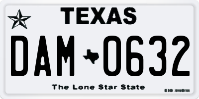 TX license plate DAM0632