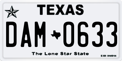 TX license plate DAM0633