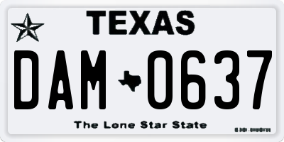 TX license plate DAM0637