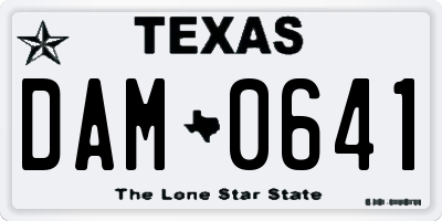 TX license plate DAM0641