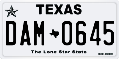 TX license plate DAM0645