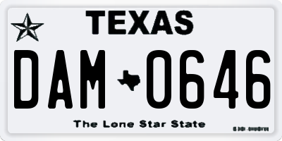 TX license plate DAM0646