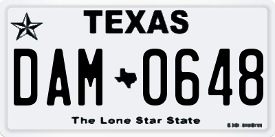 TX license plate DAM0648