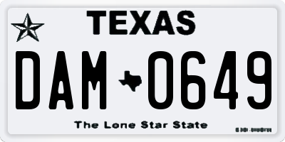 TX license plate DAM0649