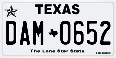 TX license plate DAM0652