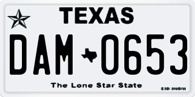 TX license plate DAM0653