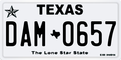 TX license plate DAM0657
