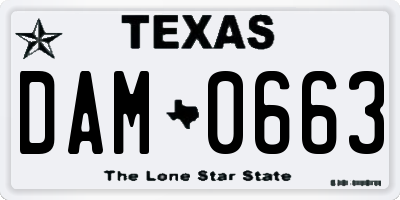 TX license plate DAM0663