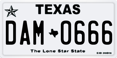 TX license plate DAM0666