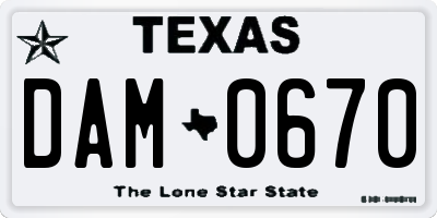 TX license plate DAM0670