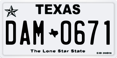 TX license plate DAM0671