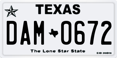TX license plate DAM0672