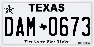 TX license plate DAM0673