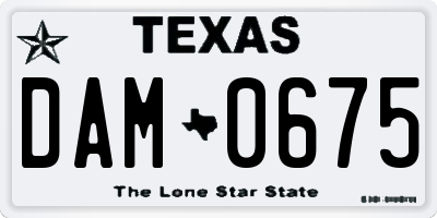 TX license plate DAM0675