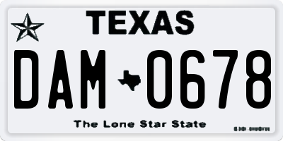 TX license plate DAM0678