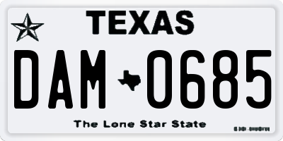 TX license plate DAM0685